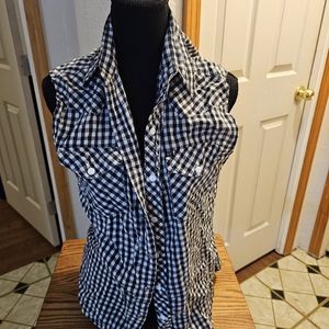 Salt Valley Western Black And White Checkered  Size M
